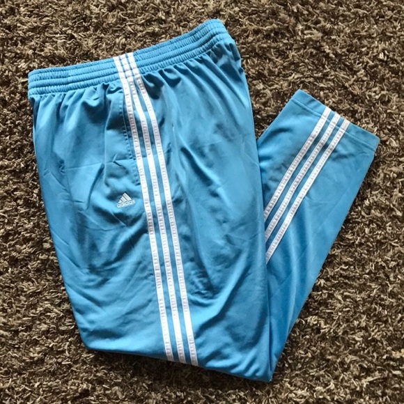 adidas Pants - Adidas 3 Stripe Powder Blue Track Pants